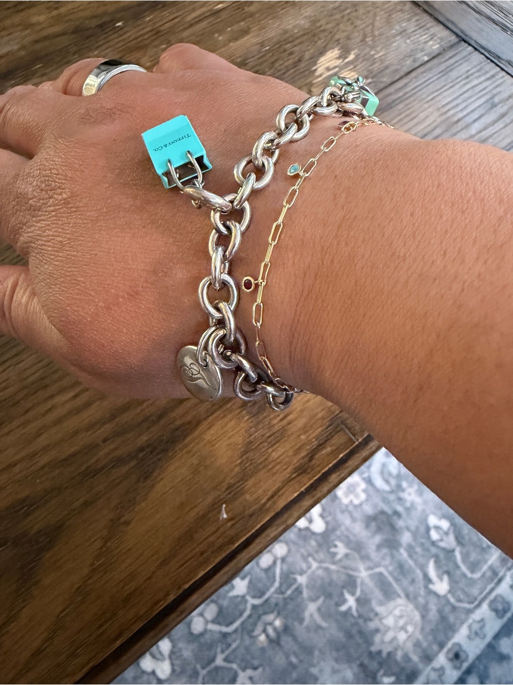 Tiffany & Co. Silver Charm Bracelet with Tiffany Blue Gift Box Charms - Picture 6 of 7